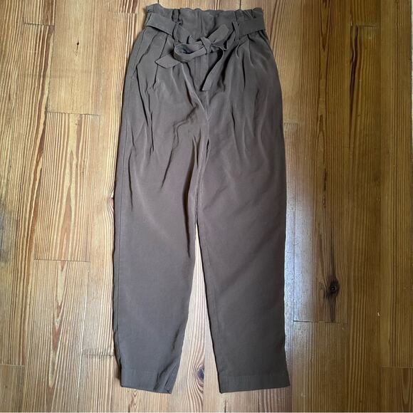 H&M brown high waist tie belt trouser pant SIZE 2 - Picture 3 of 6